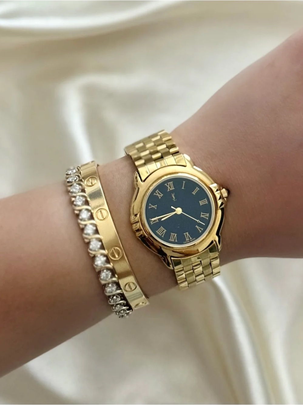 AUTHENTIC RARE VINTAGE YVES SAINT LAURENT GOLD WATCH